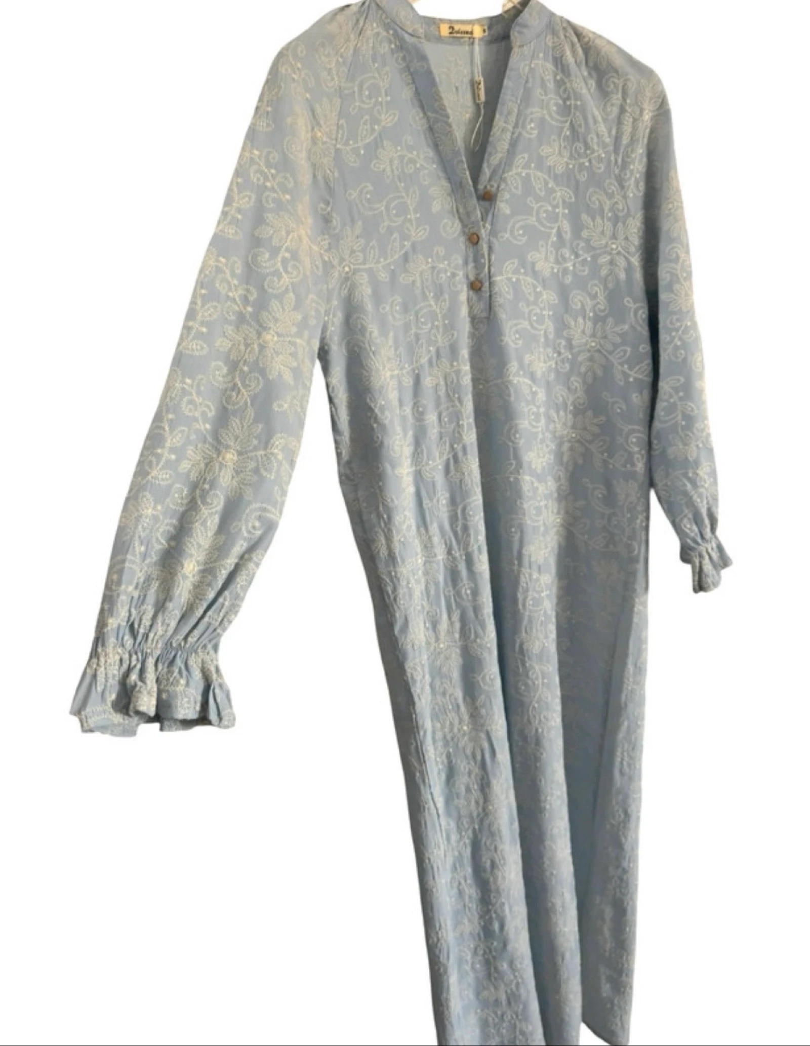 Dolssaci maxi dress S light blue embroidered tencel cotton new – photo 5